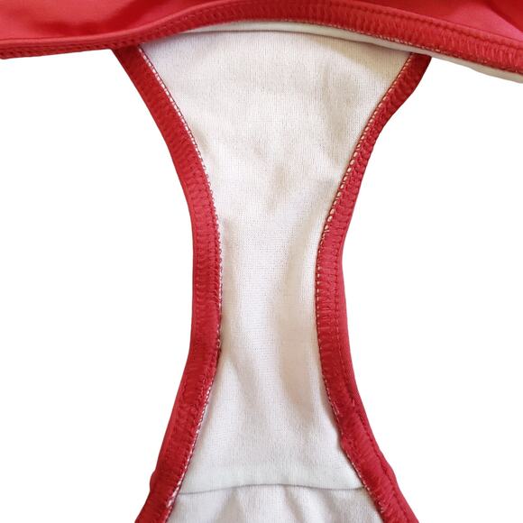 ASOS Swim Bardot off the shoulder red bikini set wrap top 34DD / E bottoms Sz 10 - Picture 7 of 9